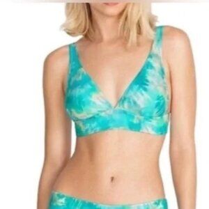 NWT Calme Johnny Was Multi Tie Dye Bikini‎ Top Adjustable Molded Cups Small